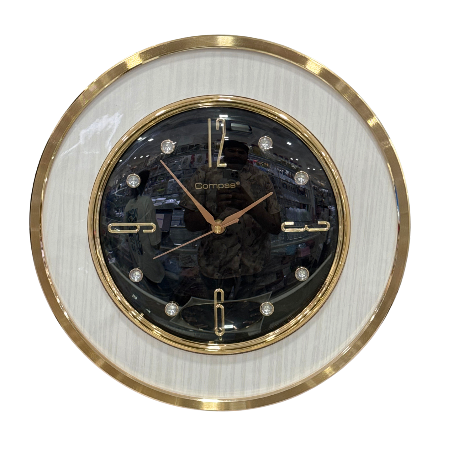 Compas Wall Clock B3426, Antique Gold Black Dial