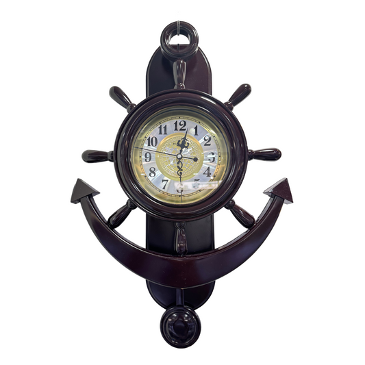 Haishi Anchor Shape Wall Clock 23563AJ Dark Brown Gold Dial